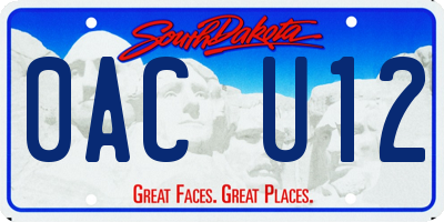 SD license plate 0ACU12