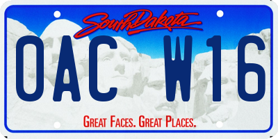 SD license plate 0ACW16