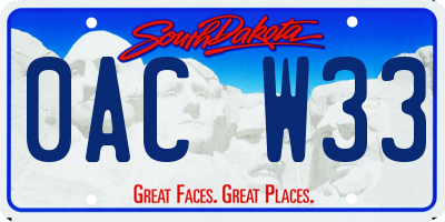 SD license plate 0ACW33