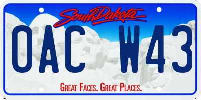 SD license plate 0ACW43