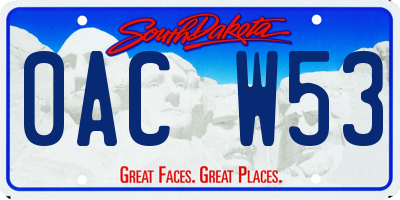 SD license plate 0ACW53