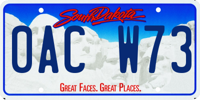 SD license plate 0ACW73