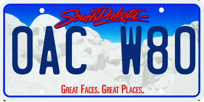 SD license plate 0ACW80