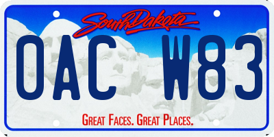 SD license plate 0ACW83