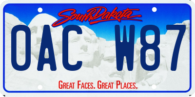 SD license plate 0ACW87