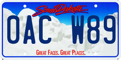 SD license plate 0ACW89