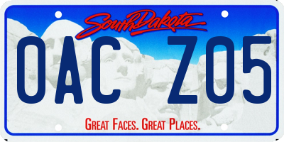 SD license plate 0ACZ05
