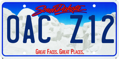 SD license plate 0ACZ12