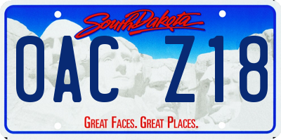 SD license plate 0ACZ18