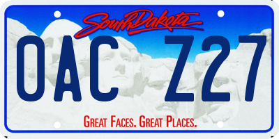SD license plate 0ACZ27
