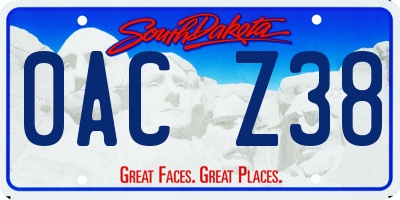 SD license plate 0ACZ38