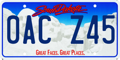 SD license plate 0ACZ45