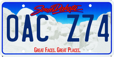 SD license plate 0ACZ74