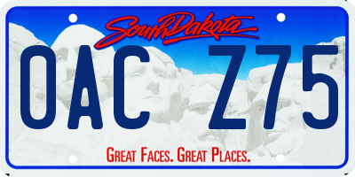 SD license plate 0ACZ75