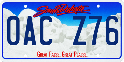 SD license plate 0ACZ76