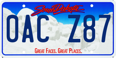 SD license plate 0ACZ87