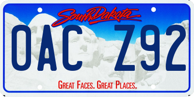 SD license plate 0ACZ92
