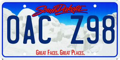 SD license plate 0ACZ98