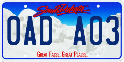 SD license plate 0ADA03