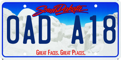 SD license plate 0ADA18