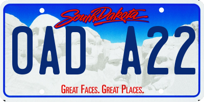 SD license plate 0ADA22