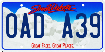 SD license plate 0ADA39