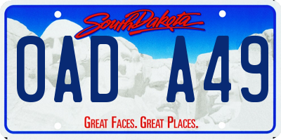 SD license plate 0ADA49