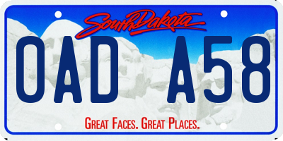 SD license plate 0ADA58