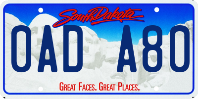 SD license plate 0ADA80