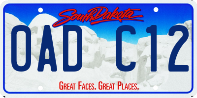 SD license plate 0ADC12