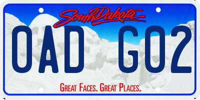 SD license plate 0ADG02