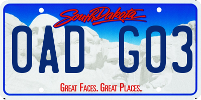 SD license plate 0ADG03