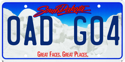 SD license plate 0ADG04