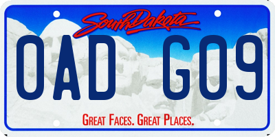 SD license plate 0ADG09