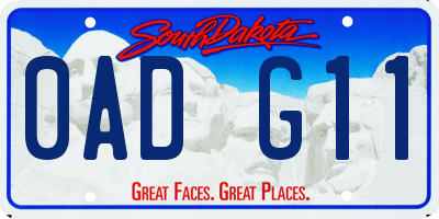 SD license plate 0ADG11