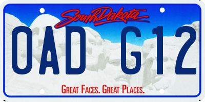 SD license plate 0ADG12