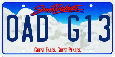 SD license plate 0ADG13