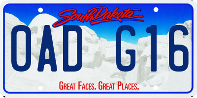 SD license plate 0ADG16