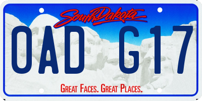 SD license plate 0ADG17