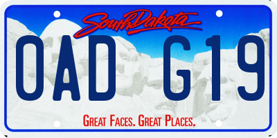 SD license plate 0ADG19