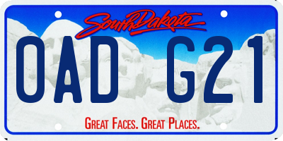 SD license plate 0ADG21