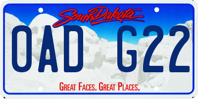 SD license plate 0ADG22