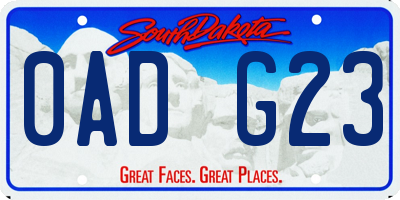 SD license plate 0ADG23