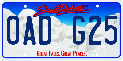 SD license plate 0ADG25