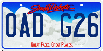 SD license plate 0ADG26