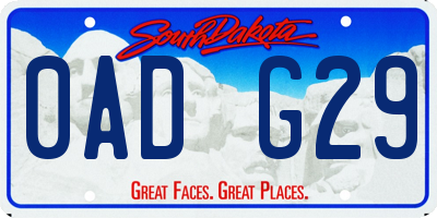 SD license plate 0ADG29