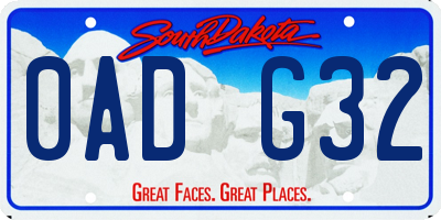 SD license plate 0ADG32