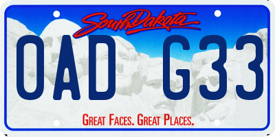 SD license plate 0ADG33