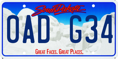 SD license plate 0ADG34