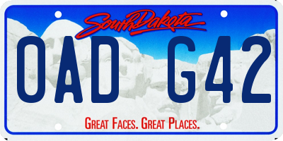 SD license plate 0ADG42